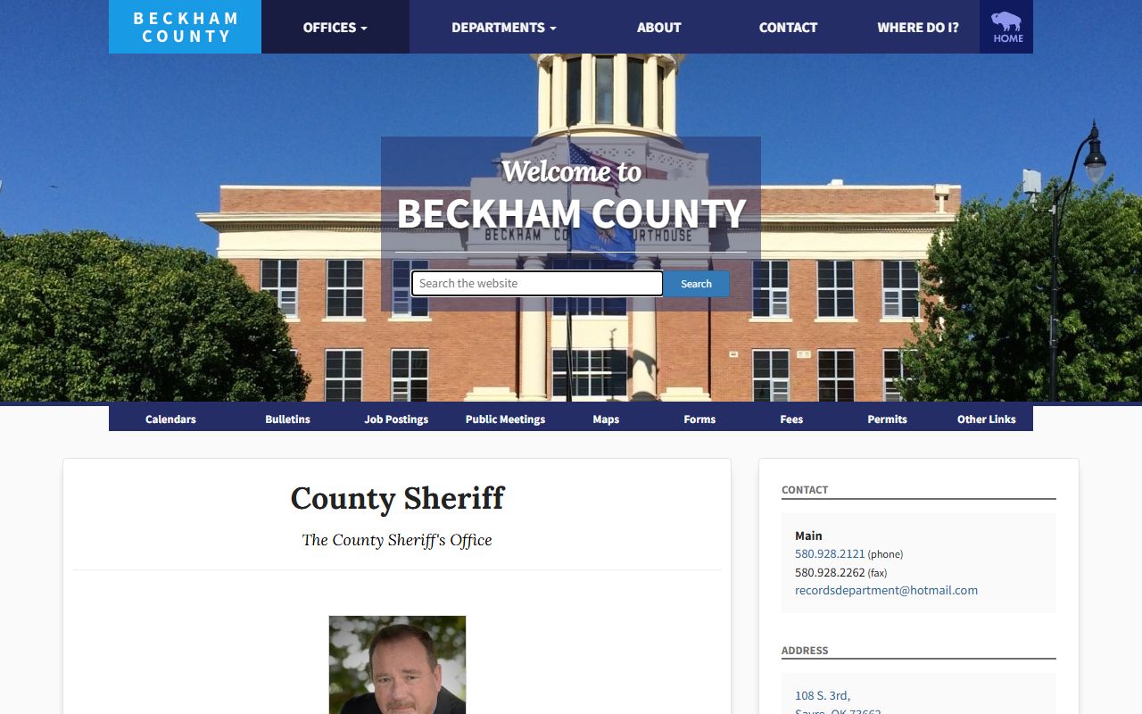 Beckham County Sheriff's Office for released inmate records