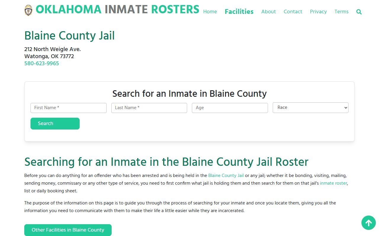 Blaine County jail inmate roster and released inmate lookup