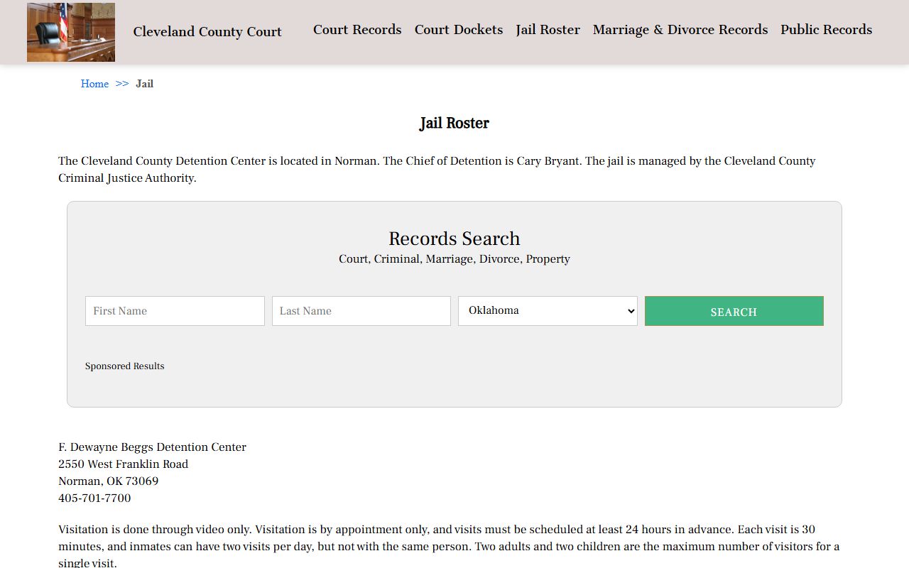 Canadian County Detention Center in Norman for released inmate records