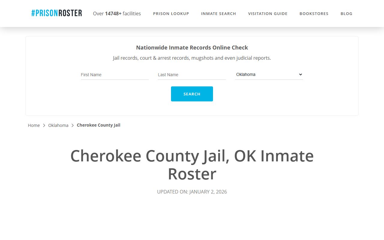 Cherokee County jail roster for released inmate records
