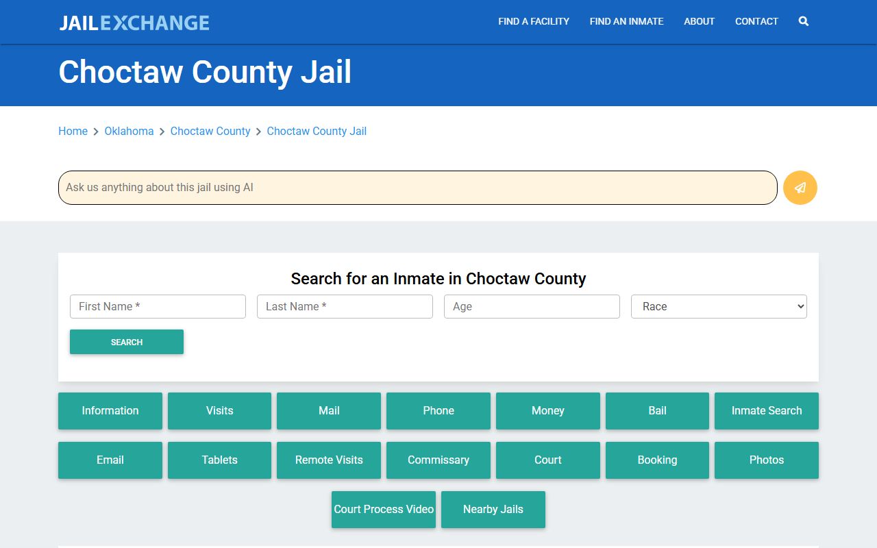 Choctaw County jail information and released inmate records