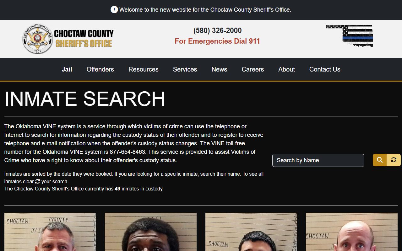 Choctaw County Sheriff's Office inmate search for released inmates