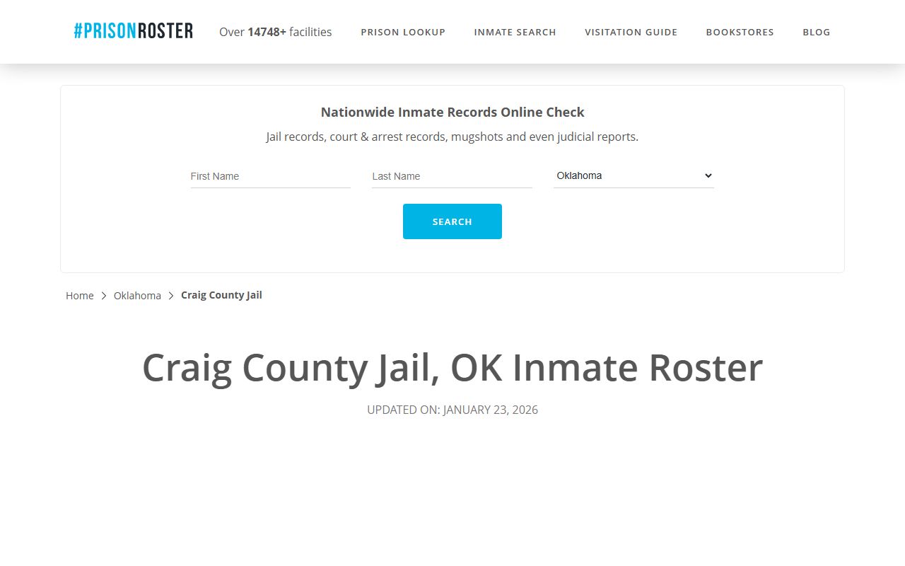 Craig County Jail prison roster information