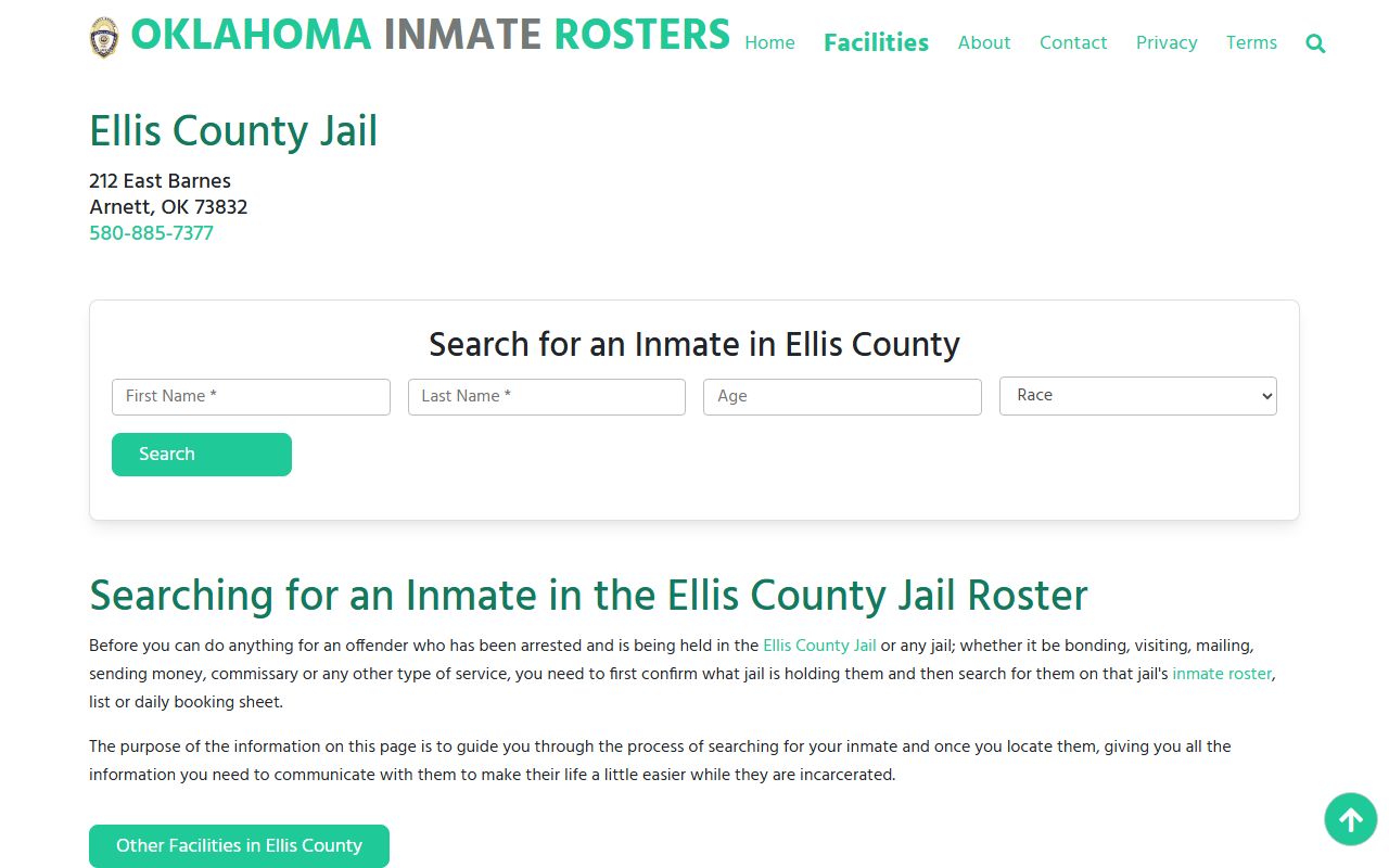 Ellis County jail roster information
