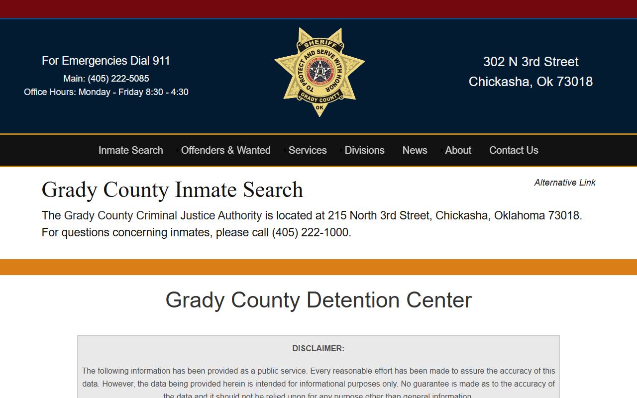 Grady County Sheriff inmate search