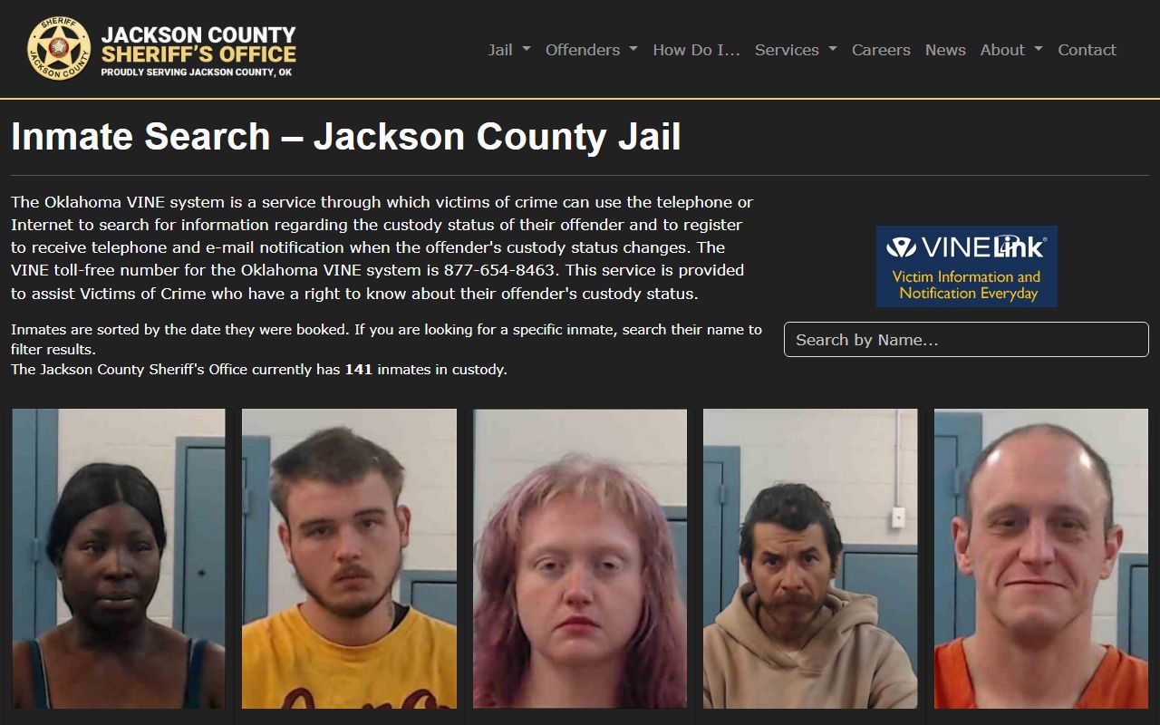 Jackson County Sheriff inmate search portal