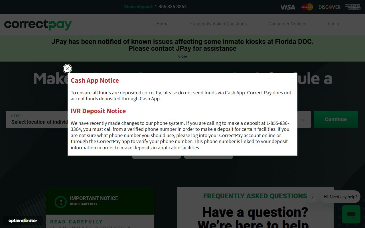 Latimer County inmate services and money deposits