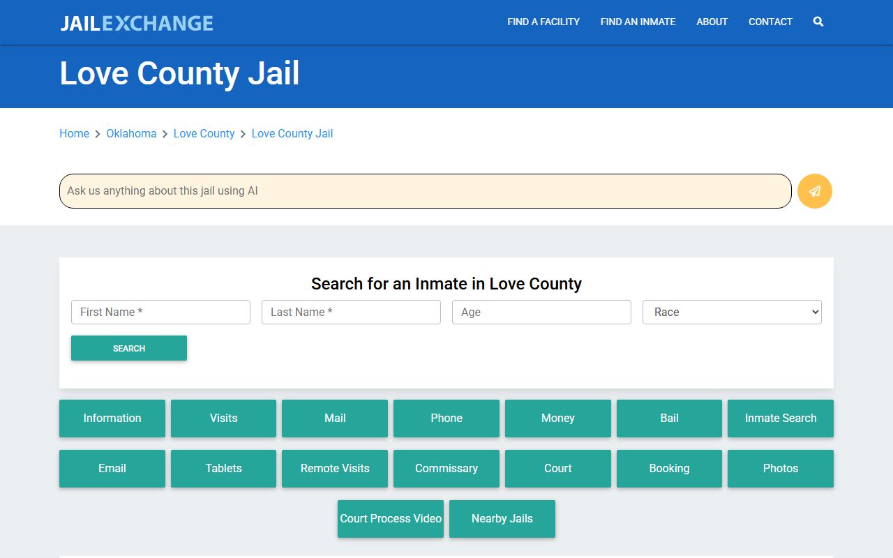 Love County Jail services on Jail Exchange