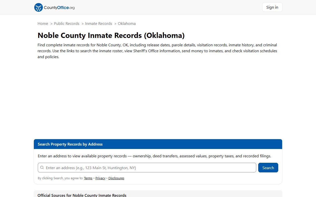 Noble County inmate search on CountyOffice.org