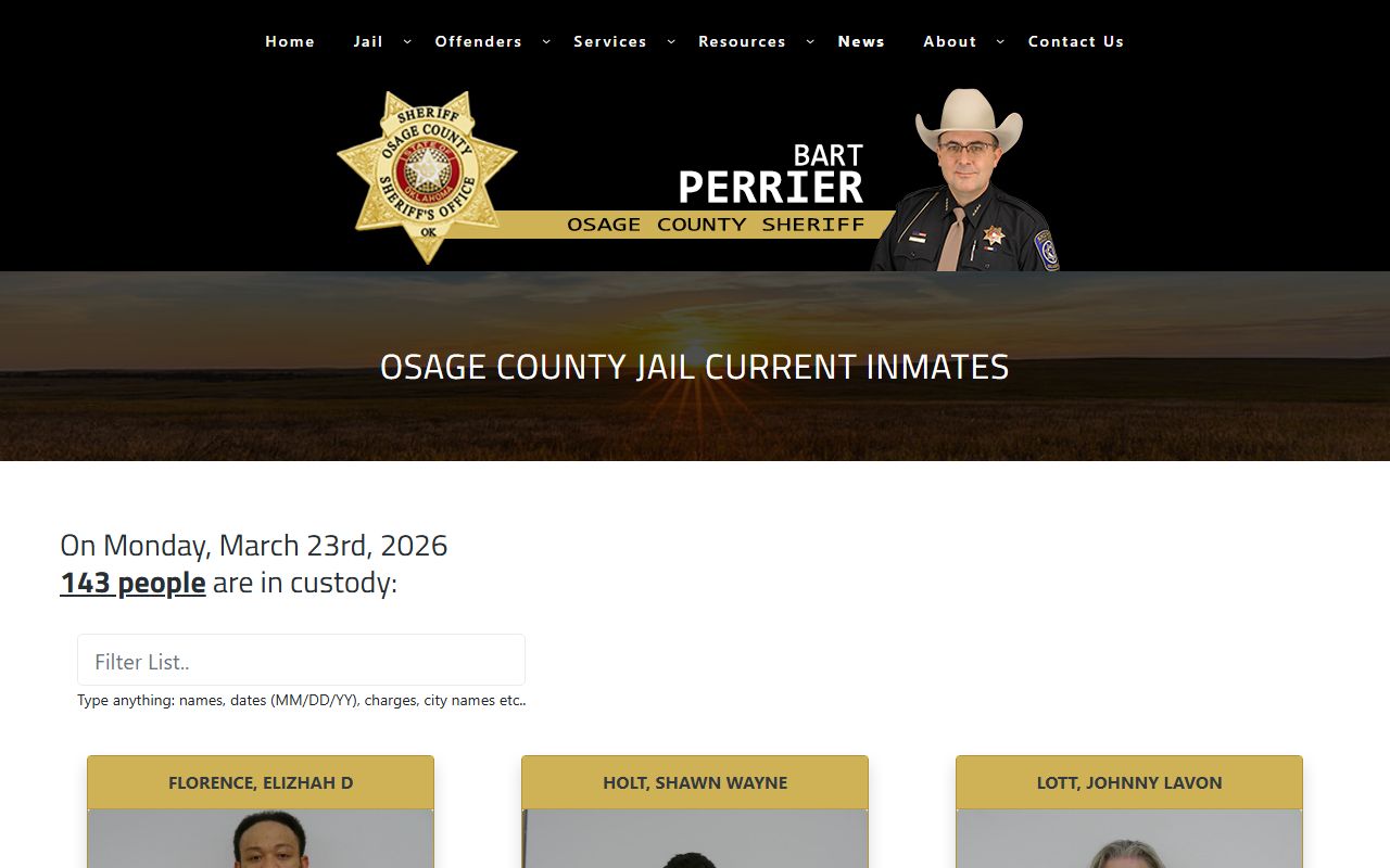 Osage County Sheriff current inmate roster